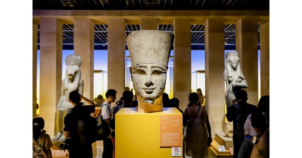 visitors exhibition on top pyramid the civilization ancient egypt shanghai.jpg