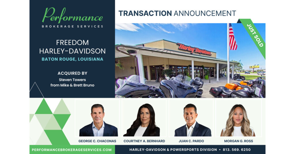George C. Chaconas of Performance Brokerage Services Advises on the Sale of Freedom Harley-Davidson in Baton Rouge, Louisiana freedom harley davidson steven towers performance brokerage.jpg